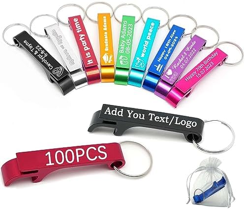 100pcs Custom Engraved Bottle Opener Keychain