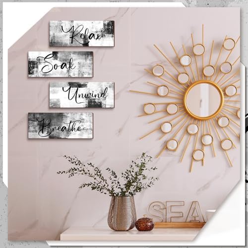 Maitys 4 Pcs Black and White Bathroom Wall Art
