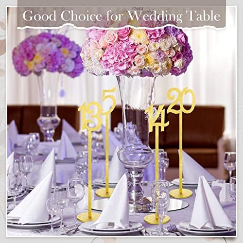 20 Pcs Wood Wedding Table Numbers 1-20 with Holder Base