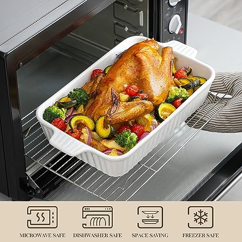 MALACASA Ceramic Bakeware Set of 4 Rectangular Lasagna Pans