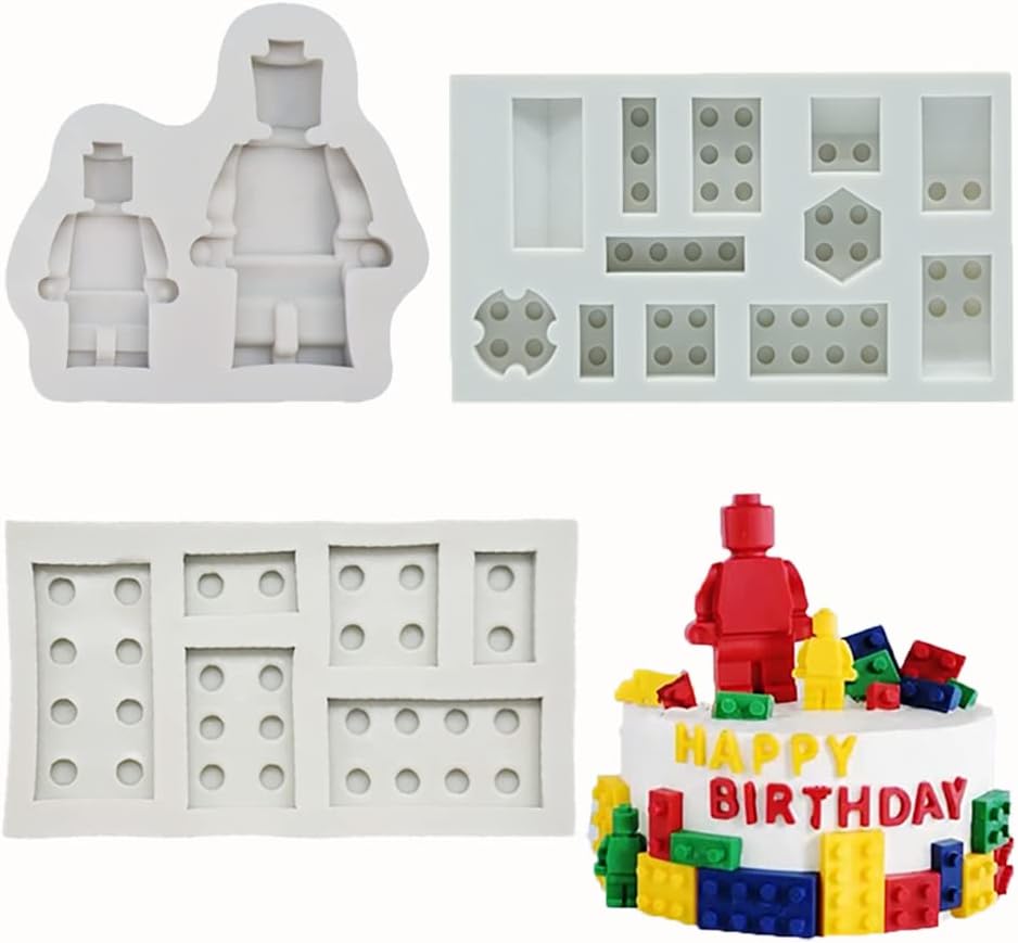 Guratapa 3pcs Building Bricks Robots Silicone Molds