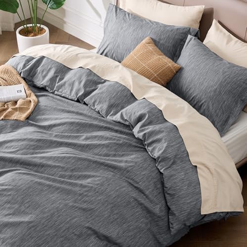 Bedsure King Duvet Cover Set - 3 Piece with Zipper Closure and Cationic Print