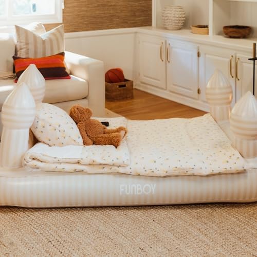 FUNBOY Kids Striped Castle Air Mattress with Travel Bag