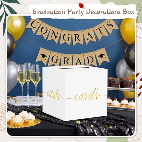 QIKSION Gold Foil White Card Box for Wedding Party
