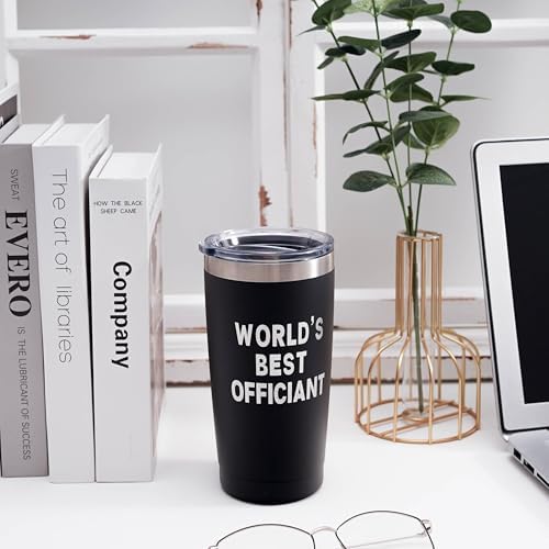 Variable Officiant Gift Tumbler - 20oz Engraved Black Insulated Stainless Steel