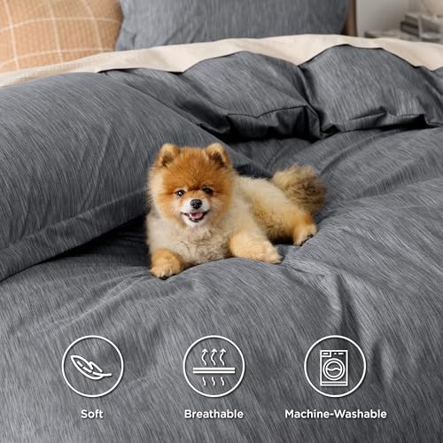 Bedsure King Duvet Cover Set - 3 Piece with Zipper Closure and Cationic Print