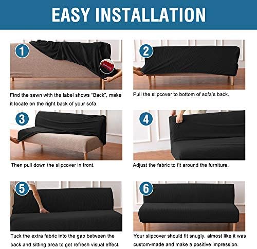 HVERSAILTEX Stretch Futon Slipcover Protector Black