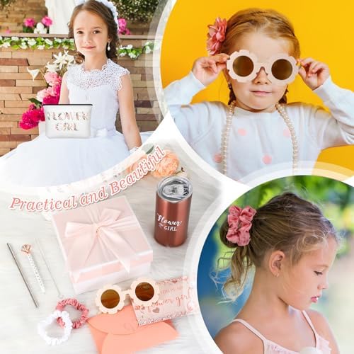 Sieral 9 Pcs Flower Girl Wedding Gift Set Pink Retro