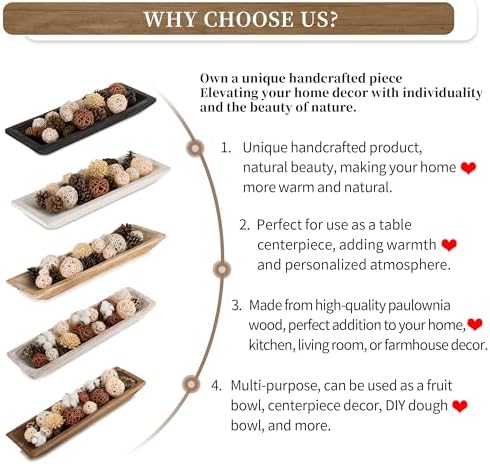 Hanobe Decorative Wood Dough Bowl for Centerpieces