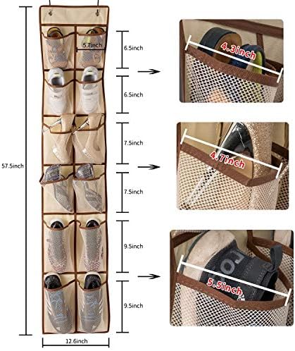 KEEPJOY Hanging Shoe Organizer 12 Pockets Beige