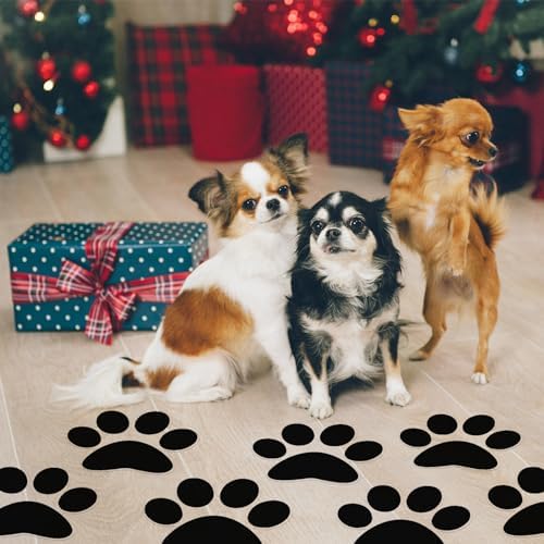 ReliThick 30 Pcs Large Pawprint Floor Decals Black