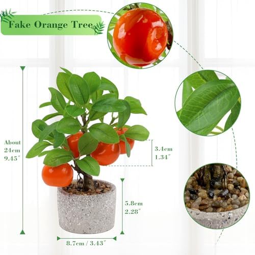 Woration Artificial Orange Tree Bonsai with Pot