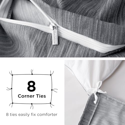 Bedsure King Duvet Cover Set - 3 Piece with Zipper Closure and Cationic Print