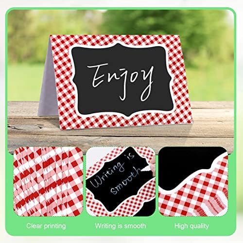 TaoBary 24 Pcs Red Gingham Chalkboard Party Decorations