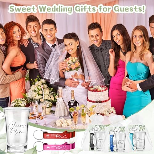 200 Pcs 50 Sets Wedding Favors Shot Glasses and Bottle Openers