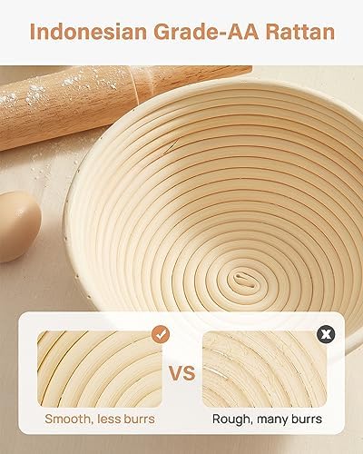 Kootek Banneton Proofing Basket Set with Dough Whisk and Lame