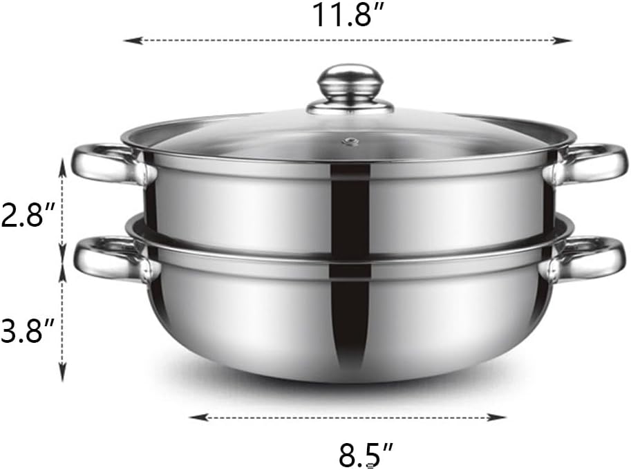 118 Inch Upgrade Steamer Pot with 2-Tier Design