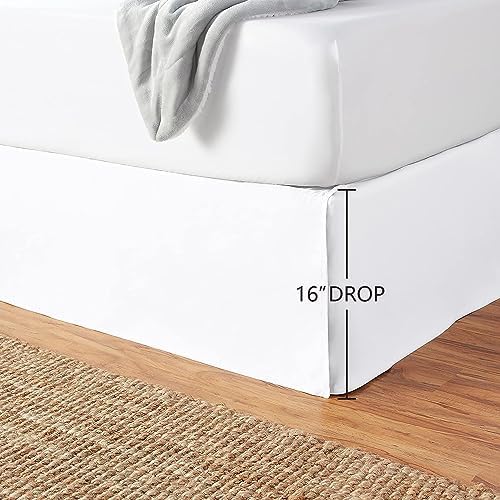 Amazon Basics Lightweight Pleated Bed Skirt Queen Bright White
