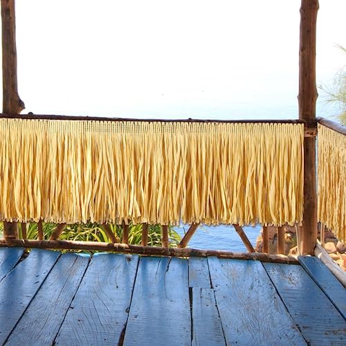 Mixweer 105 Ft Raffia Grass Table Skirt for Hawaiian Party