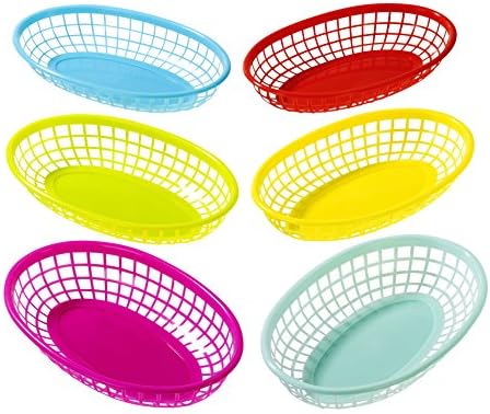 Cuban Fiesta Multicolor Plastic Food Baskets 6 Pack