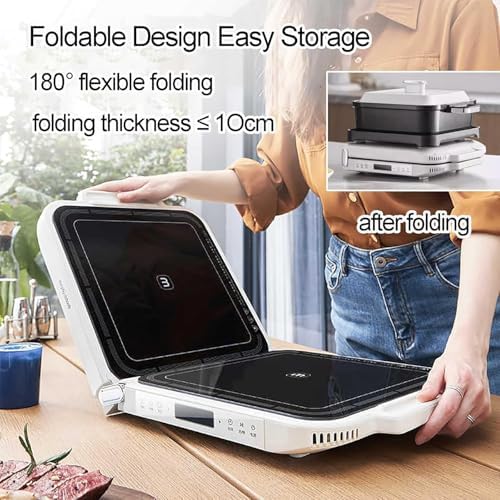 Electric Indoor Grill Hot Pot with 2100W Power and 4 Heat Levels