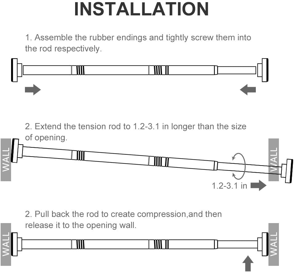 Ausemku Tension Shower Curtain Rod - 26-76 Inch Silver