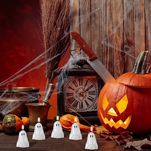 Jutom 10 Pack White Halloween Decor Candles