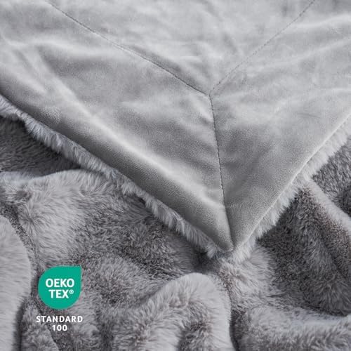 Cozy Bliss Faux Fur Throw Blanket Grey