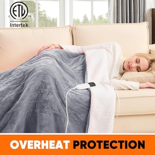 Greenoak Heated Blanket Electric Throw 50 x 60 Misty Grey