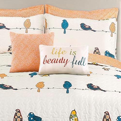 Lush Decor Rowley Birds Quilt Set 7 Piece Full Queen