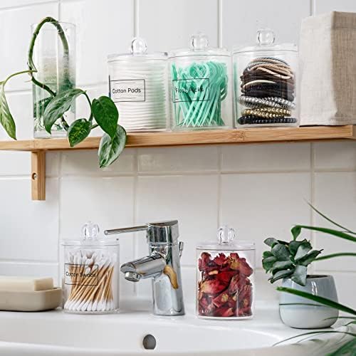 4 Pack Acrylic Q-Tip Holder Dispenser Set
