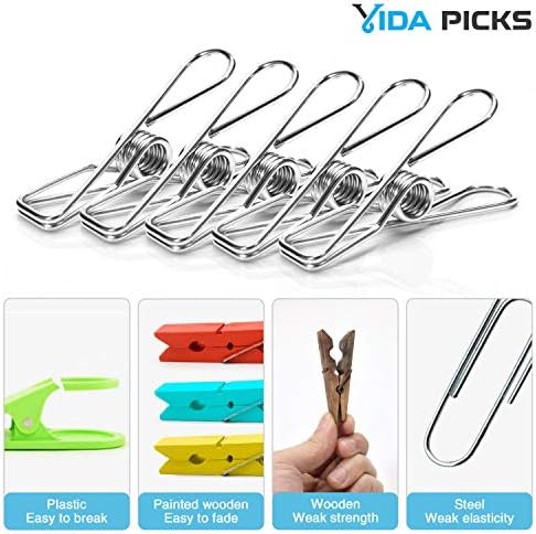 40 Pack Heavy Duty Stainless Steel Clothes Pins for Outdoor Use