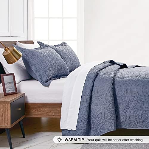Loves Cabin King Size Quilt Set Blue Bedspreads