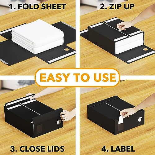 SpaceAid 6 Pack Bed Sheet Organizers Storage Black Foldable