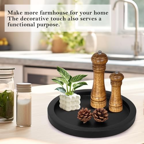 Ayiaren Round Wooden Serving Tray Coffee Table Ottoman Decor