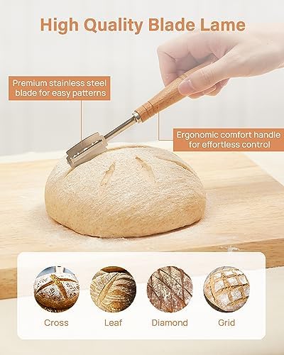 Kootek Banneton Proofing Basket Set with Dough Whisk and Lame