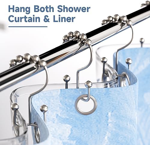 Titanker Shower Curtain Rings Set of 12 with Double Glide Hooks