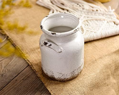 Quoowiit Ceramic Rustic Farmhouse Vase White Boho Decor