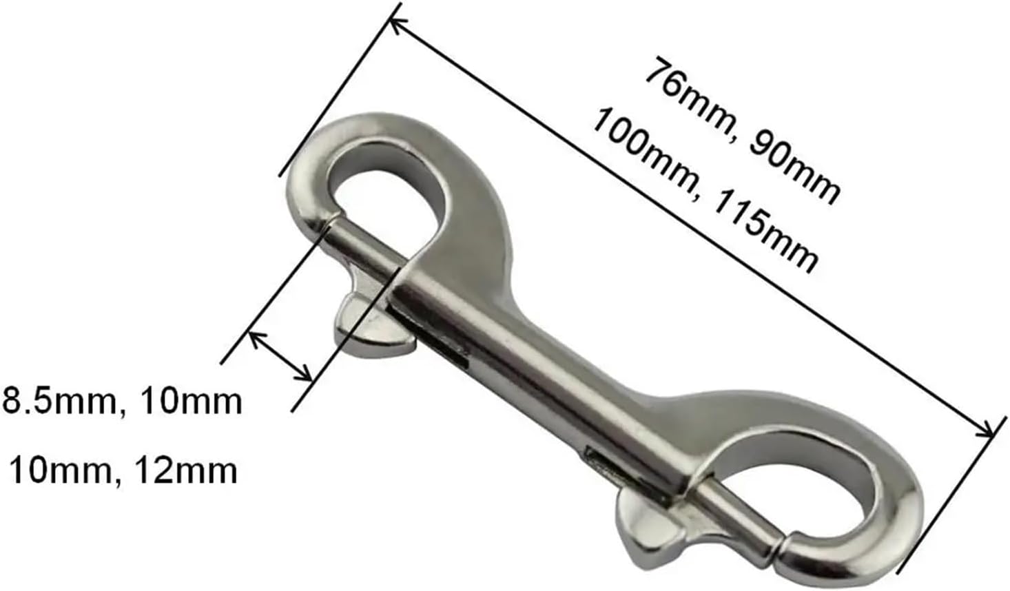 OUZINE 5PCS Double Ended Scuba Bolt Snap Hook Stainless Steel 316 Heavy Duty
