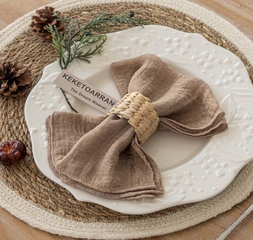 Keketoarrange Cheesecloth Napkins 17x17 Inches Reusable Bulk Set of 6 Nude
