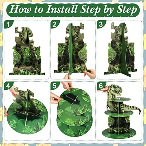 Censen 3 Tier Dinosaur Cupcake Stand Decorations