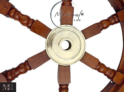 Medieval Replicas Ship Wheel Wooden 24 Inch Brown