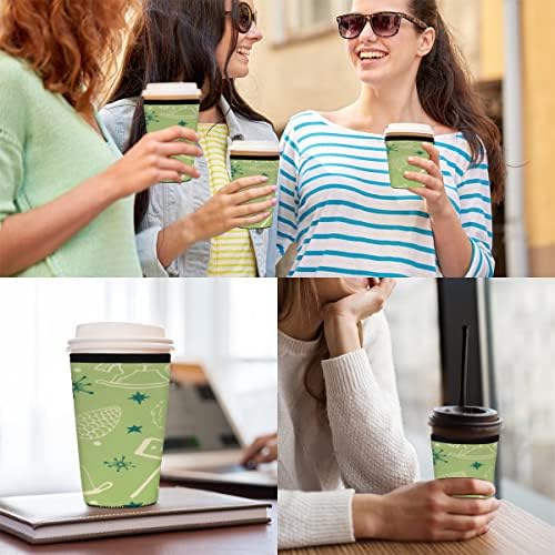 Candle Christmas Tree Iced Coffee Sleeve 30-32 oz Reusable Neoprene