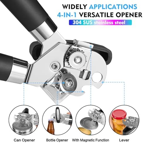 SOVARCATE Heavy Duty 4-in-1 Can Opener with Magnet Lift