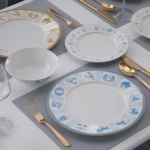 FASTELLONG Cereal Bowls Set of 4 Brown Porcelain Bowls with Constellation Design