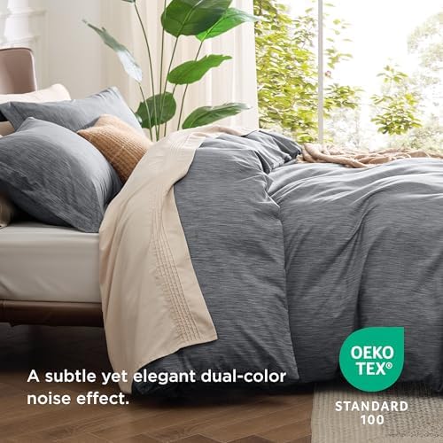 Bedsure King Duvet Cover Set - 3 Piece with Zipper Closure and Cationic Print