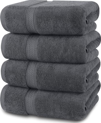 Utopia Towels 4 Pack Premium Bath Towels Set Grey
