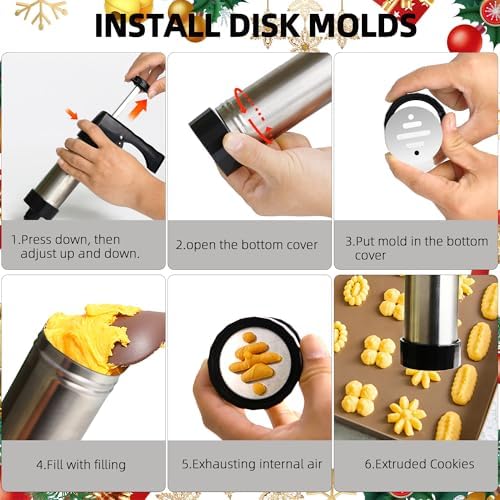 Cookie Press Set with 13 Discs and 8 Icing Nozzles