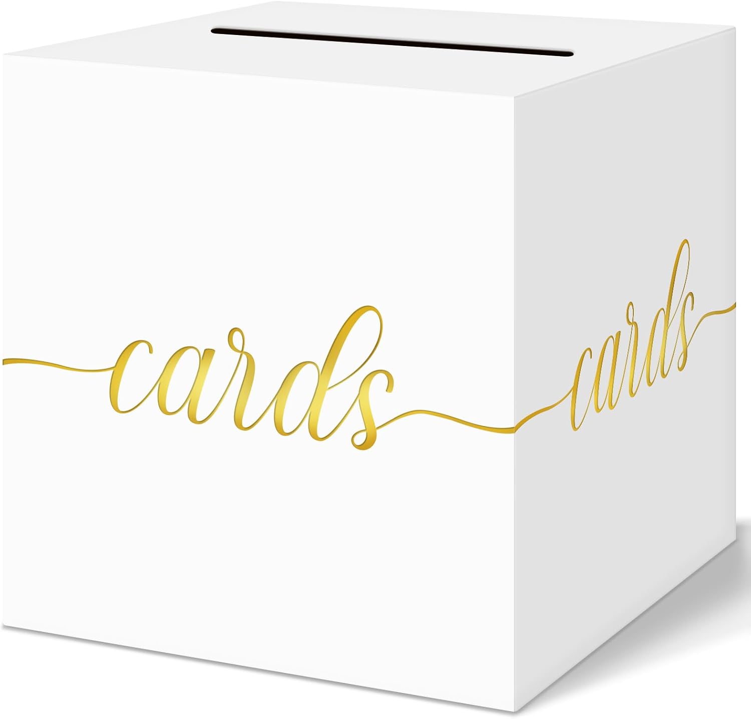 QIKSION Gold Foil White Card Box for Wedding Party