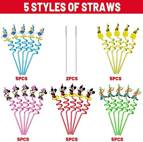 25pcs Mouse Straws with Cleaning Brushes for Birthday Parties